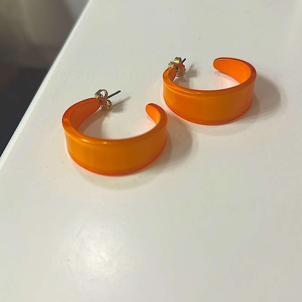 Orange Acrylic Hoop Earrings NWOT